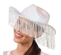 Chaks - Holographic Cowboy Hat with Fringes, Hat for Western Costumes, Accessories for Carnival, Festival and JGA
