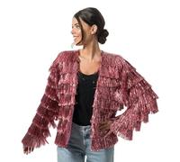 Chaks Women's Lametta Fringe Jacket, Pink, Size S, Long Sleeve, Polyester - Carnival, Festival Dress Up