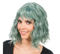 Chaks - Women's Short Curly Hair Wig 35 cm Bob Wavy with Fringe Made of Polyester, Festival, Carnival, Cosplay