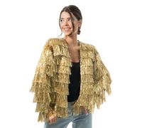 Chaks - Women's Sparkly Fringe Silver Gold Pink 90s Disco Jacket Festival Carnival Party Rave