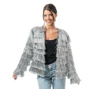 Chaks - Women's Sparkly Fringe Silver Gold Pink 90s Disco Jacket Festival Carnival Party Rave