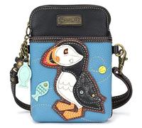 CHALA Crossbody Cell Phone Purse-Women Canvas Multicolor Handbag with Adjustable Strap, Puffin -Blue Stripe, Cellphone Crossbody