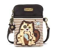 CHALA Crossbody Cell Phone Purse - Women PU Leather Multicolor Handbag with Adjustable Strap - Cat Gen II -Brown Stripe