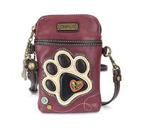 CHALA Crossbody Cell Phone Purse - Women PU Leather Multicolor Handbag with Adjustable Strap - Ivory Paw - Maroon