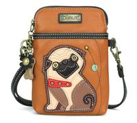 CHALA Crossbody Cell Phone Purse - Women PU Leather Multicolor Handbag with Adjustable Strap - Pug - Orange