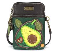 CHALA Foodie Collection Cell Phone Crossbody Purse-Women PU Leather/Canvas Multicolor Handbag with Adjustable Strap, Avocado - Dark Green, One Size