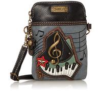 Chala Group Piano Cellphone Crossbody Handbag - Convertible Strap, Indigo, 5" x 7.5" x 1"