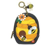 CHALA Mini Coin Purse Keychain - Women's RFID Protected Card Holder and Coin Purse Accessory, Bee Hive - Navy, One Size