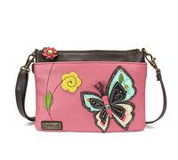 Chala Mini Crossbody Handbag, Multi Zipper, Pu Leather, Small Shoulder Purse Adjustable Strap Butterfly One Size