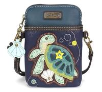 CHALA Ocean Collection Cell Phone Crossbody Purse-Women PU Leather/Canvas Multicolor Handbag with Adjustable Strap, Turtle a - Navy, One Size