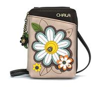 CHALA Wallet Crossbody Cell Phone Purse - Women Faux Leather Multicolor Handbag with Adjustable Strap, Daisy - Ivory, One Size