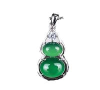 Chalcedony Agate Calabash Pendant Full of Green Sun Green ice Species Transparent Silver Inlaid Calabash Pendant Eight Treasure Calabash Necklace