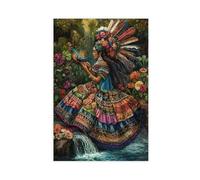 Chalchiuhtlicue Art Print, Aztec Goddess of Water And Fertility Canvas Poster Wall Art Decor Print Picture Paintings for Living Room Bedroom Decoration 16x24inch(40x60cm)
