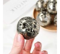 Chalcopyrite Crystal Sphere Pyrite Ball Crystal Stone Rock Home Room Decoration Ornaments (Size : 4.5-4.8CM)