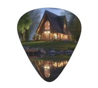 Chalet By The Lake Guitar Plectrums, 12 Pcs Lightweight Guitar Plectrums, 0.46mm/0.71mm/0.96mm Thickness For Acoustic Guitar Acoustic Electric Guitar Ukulele Bass