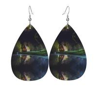 Chalet by the lake Patterned teardrop-shaped leather earrings Light luxury texture - suitable for daily wear, party date earrings