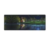 Chalet by The Lake Printed Desktop Mouse pad Large Size Rubber Keyboard pad Suitable for Office and Home 31.5 inches x 12 inches