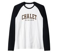 Chalet Season Retro Ski Skiing Brown Winter Cabin Raglan Baseball Tee