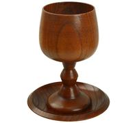 Chalice Cup Wooden, Communion Goblet with Tray & Gift Bag, Communion Chalice Wooden Goblet, Handmade Vintage Wine Cup (5.1 inches)
