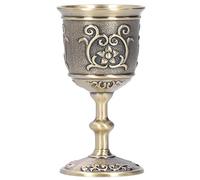 Chalice Goblet Vintage Pure Copper Flower Pattern Metal Embossed Wine Copper Gemstone Cups Medieval Gothic Goblet (L)