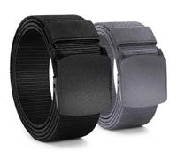 Chalier Cozy 2 Pack Nylon Canvas Belt for Men, Work Fabric Belts with Plastic Buckle Fast Pass, Length 130 cm, No Holes Adjustable Trim to Fit
