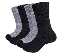 Chalier Cozy 4 Pairs Mens Fluffy Socks Winter Thermal Slipper Socks Warm Home Fuzzy Bed Socks Presents for Men Women One Size Grey5