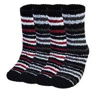 Chalier Cozy 4 Pairs Mens Fluffy Socks Winter Thermal Slipper Socks Warm Home Fuzzy Bed Socks Presents for Men Women One Size Black5