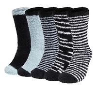Chalier Cozy 5 Pairs Mens Fluffy Slipper Socks, Thermal Comfy High Elasticity Sock - Thick Home Bed Socks for Winter