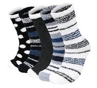 Chalier Cozy 5 Pairs Mens Fluffy Socks Warm Winter Thermal Slipper Socks Pure Color Presents for Men Women