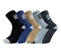 Chalier Cozy 5 Pairs Mens Fluffy Socks Warm Winter Thermal Slipper Socks Pure Color Presents for Men Women