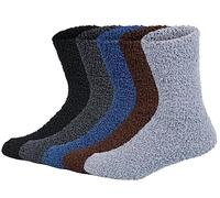Chalier Cozy 5 Pairs Mens Fluffy Socks Warm Winter Thermal Slipper Socks Pure Color Presents for Men Women