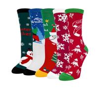Chalier Cozy 5 Pairs Women Socks Funny Cute Animal Ladies Sock Cat Dog Gifts for Women, One Size (Christmas 2)