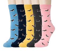 Chalier Cozy 5 Pairs Women Socks Funny Cute Animal Ladies Sock Cat Dog Gifts for Women, One Size (Multicolor 3)