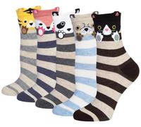 Chalier Cozy 5 Pairs Women Socks Funny Cute Animal Ladies Sock Cat Dog Socks Gifts for Women, One Size(Black