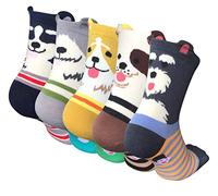Chalier Cozy 5 Pairs Women Socks Funny Cute Animal Ladies Socks Cat Dog Socks Gifts for Women, One Size (Multicolour)
