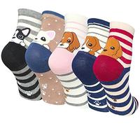 Chalier Cozy 5 Pairs Women Socks Funny Cute Animal Ladies Socks Cat Dog Sock Gifts for Women, One Size (Style 04)