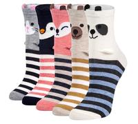 Chalier Cozy 5 Pairs Women Socks Funny Cute Animal Ladies Socks Cat Dog Sock Gifts for Women, One Size (Blue)