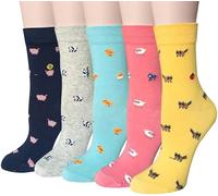 Chalier Cozy 5 Pairs Women Socks Funny Cute Animal Ladies Socks Cat Dog Socks Gifts for Women, One Size (Yellow Raccoon)