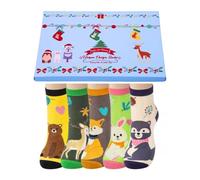 Chalier Cozy 5 Pairs Womens Cotton Animal Socks Cute Dog Cat Funny Novelty Socks Gifts for Women, One Size (Big Forest Animals)