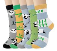 Chalier Cozy 5 Pairs Womens Cotton Animal Socks Cute Dog Cat Funny Novelty Socks Gifts for Women,One Size (Panda)