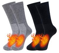Chalier Cozy 80% Merino Hiking Walking Socks - 2 Pairs Thermal Athletic Men's Socks for Winter Outdoor Recreation Trekking Climbing (L-uk9-11(grey+black))