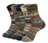 Chalier Finery 5 Pairs Womens Thermal Wool Socks, Ladies Warm Winter Socks, Ladies Breathable Soft Bed Sock Colourful Comfortable Sock Gifts for Women, UK4-8