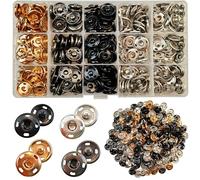 ChaliGoo 150 Sets Sew on Snap Buttons 15mm, 4 Colors Metal Snaps Fasteners Kit, Press Studs Buttons for Clothes Sewing DIY Craft Projects (15mm)