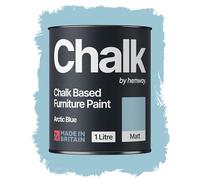 Chalk Based Furniture Paint, Arctic Blue 1L, Matt Finish Shabby Chic, Chalk Paint Furniture & Walls, Quick Dry & 1 Coat, Hemway