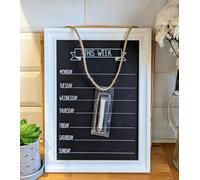 Chalk Board Wood Weekly Menu Planner | Meal & Memo Notes Organizer | Rectangle Plaque for Kitchen Events & Weekly Planning (White)