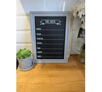 Chalk Board Wood Weekly Menu Planner | Meal & Memo Notes Organizer | Rectangle Plaque for Kitchen Events & Weekly Planning (Grey)