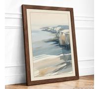 Chalk Cliffs at Rest Coastal Framed Wall Art Print A3 (42×29.7cm) Walnut,