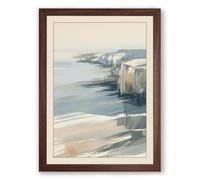 Chalk Cliffs at Rest Coastal Framed Wall Art Print A3 (42×29.7cm) Walnut, Wall Decor for Living Room, Bedroom, Office & Home, Ready to Hang, Art Gift