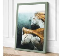 Chalk Cliffs by the Sea Canvas Wall Art Print 36x24 Inch (91 x 61 cm)