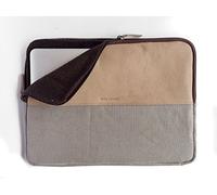 Chalk Factory Vintage Linen with Distressed Leather Sleeve for Sony Vaio F15 Series F15215 - White Laptop #Base (TAN)